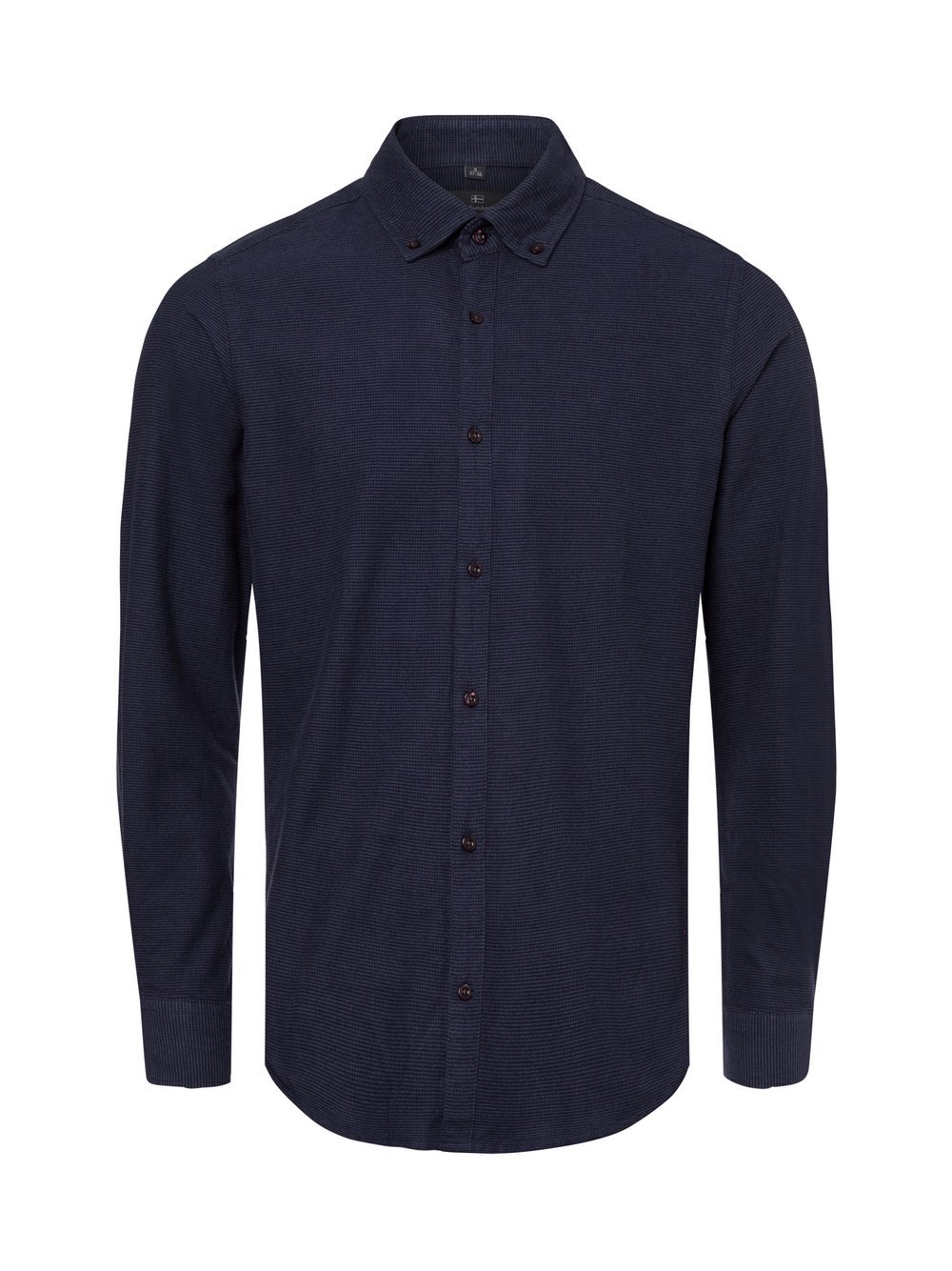 Nils Sundström Męska koszula casual Mężczyźni Slim Fit Bawełna niebieski wzorzysty, S