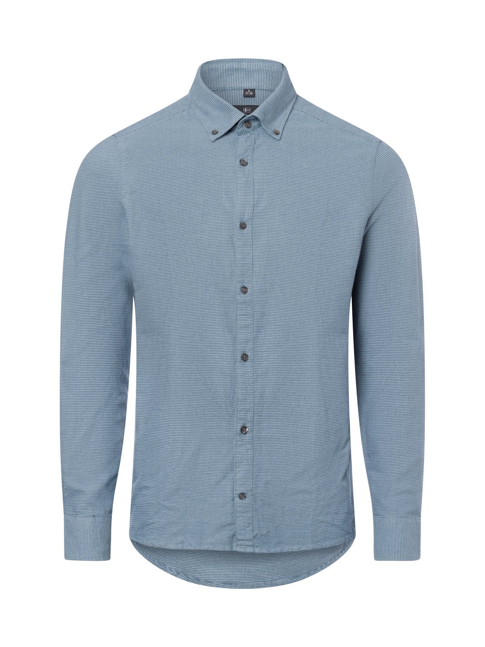Nils Sundström Męska koszula casual Mężczyźni Slim Fit Bawełna niebieski w kratkę, S