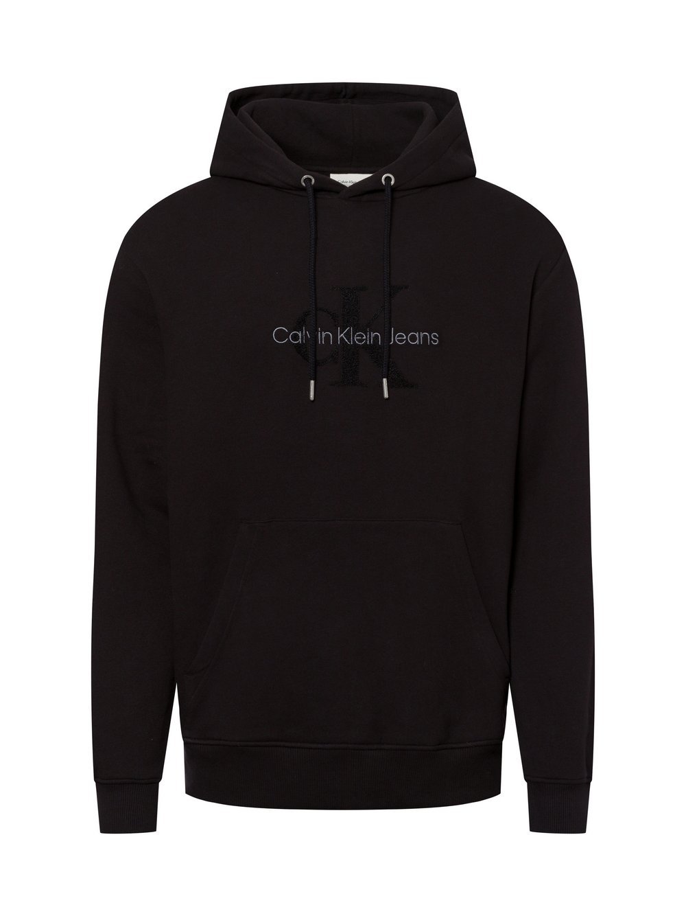 Calvin Klein Jeans Męski sweter z kapturem Mężczyźni Bawełna czarny jednolity, S