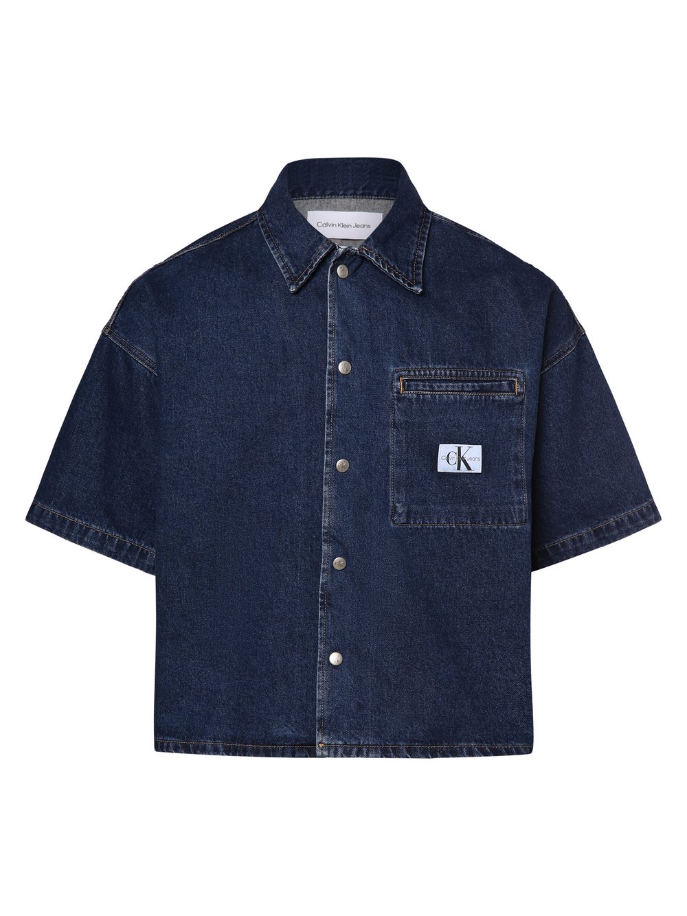 Calvin Klein Jeans Męska koszula dżinsowa Mężczyźni Comfort Fit Bawełna niebieski jednolity, M
