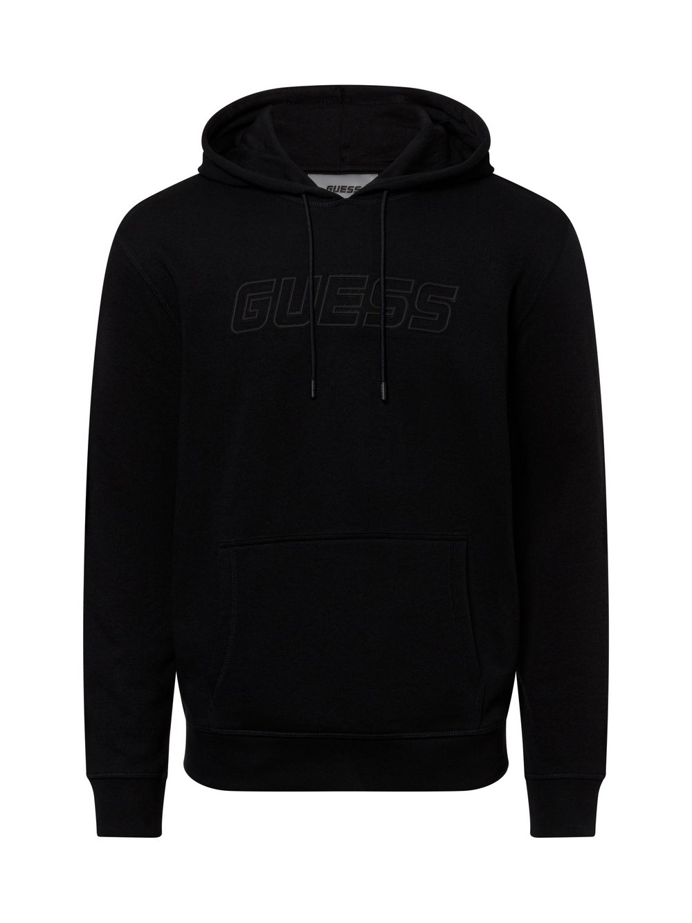 GUESS Męski sweter z kapturem Mężczyźni Materiał dresowy czarny jednolity, S
