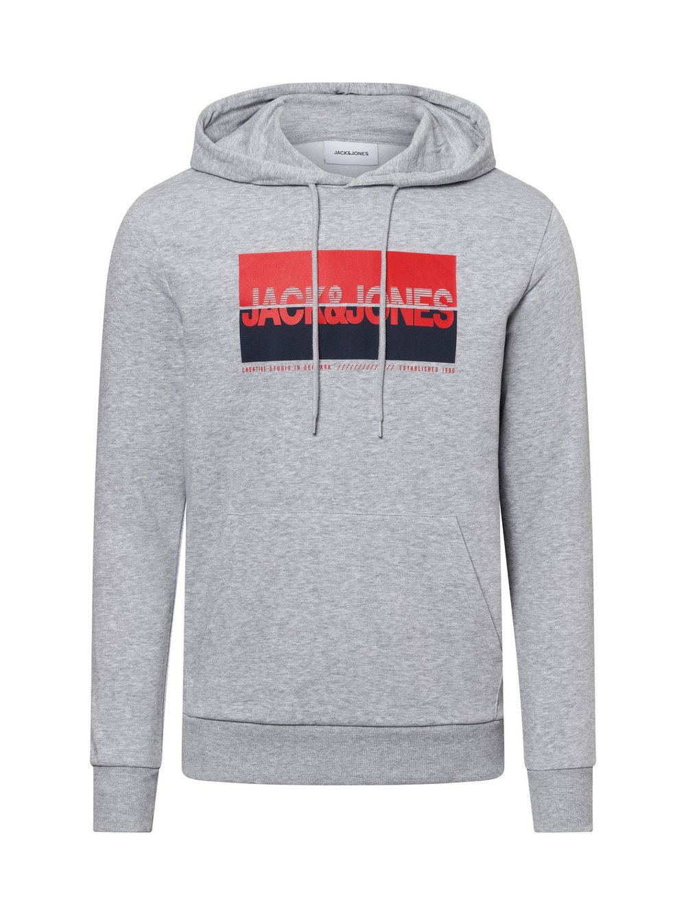 Jack & Jones Męski sweter z kapturem - JJNolan Mężczyźni szary jednolity, S