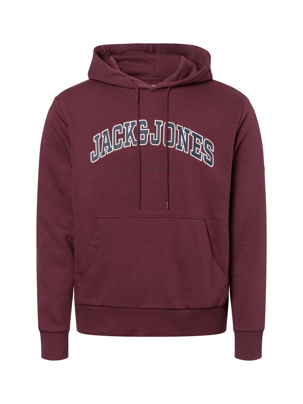 Jack & Jones Męski sweter z kapturem - JJEcaleb Mężczyźni czerwony jednolity, S