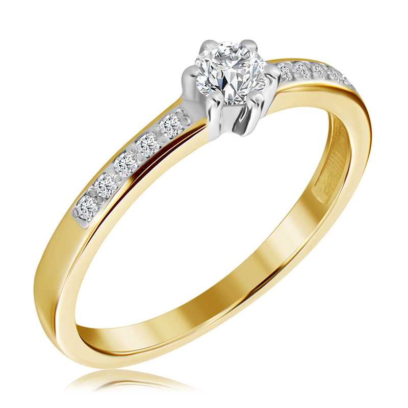 Pierścionek zaręczynowy dwukolorowy z brylantami 0.35 ct - WB-13-40