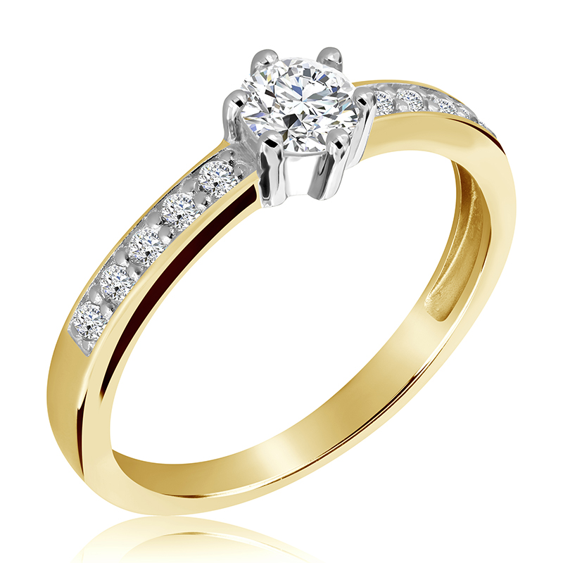 Pierścionek zaręczynowy dwukolorowy z brylantami 0.47 ct - WB-13-45