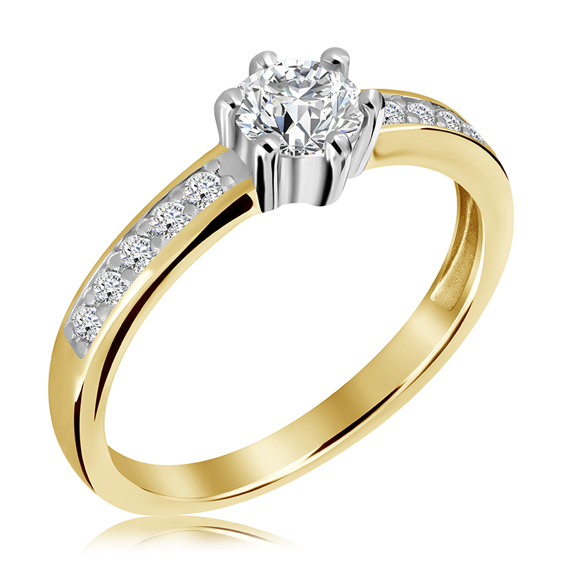 Pierścionek zaręczynowy dwukolorowy z brylantami 0.62 ct - WB-13-50