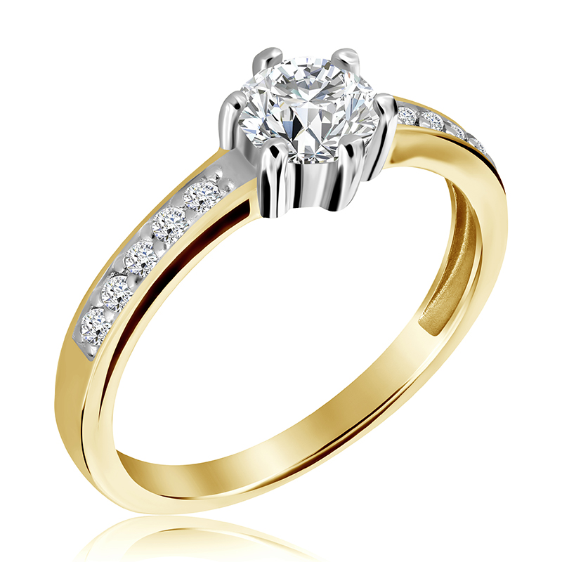 Pierścionek zaręczynowy dwukolorowy z brylantami 0.84 ct - WB-13-55