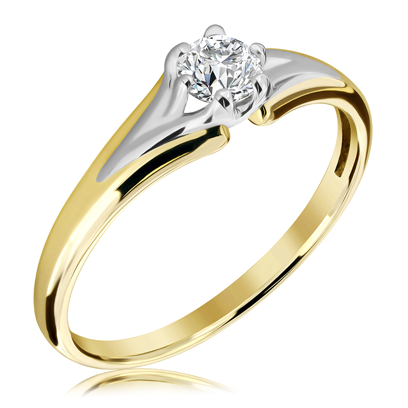 Pierścionek zaręczynowy dwukolorowy z brylantem 0.26 ct - WB-14-40