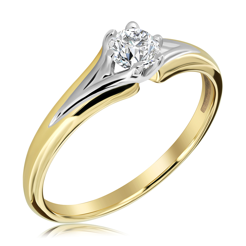 Pierścionek zaręczynowy dwukolorowy z brylantem 0.33 ct - WB-14-45