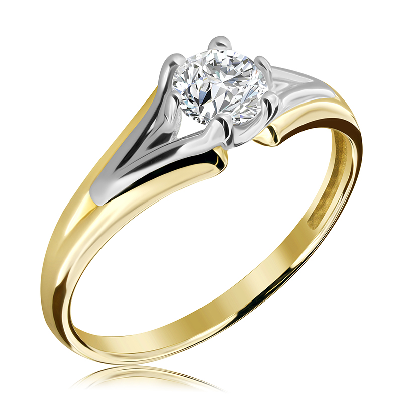 Pierścionek zaręczynowy dwukolorowy z brylantem 0.48 ct - WB-14-50