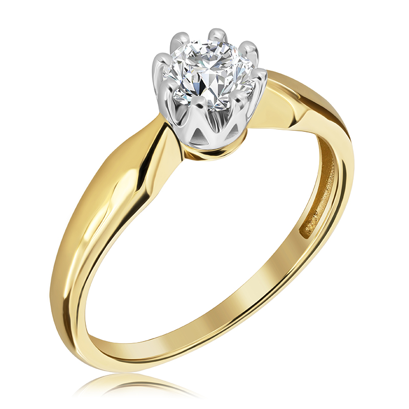Pierścionek zaręczynowy dwukolorowy z brylantem 0.48 ct - WB-11-50