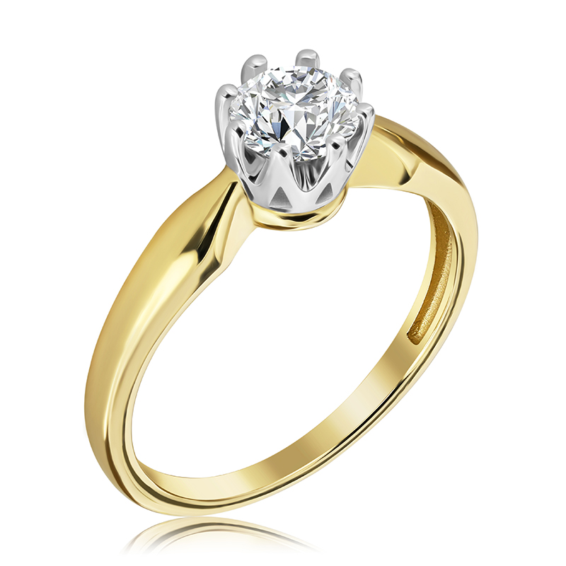 Pierścionek zaręczynowy dwukolorowy z brylantem 0.70 ct - WB-11-55