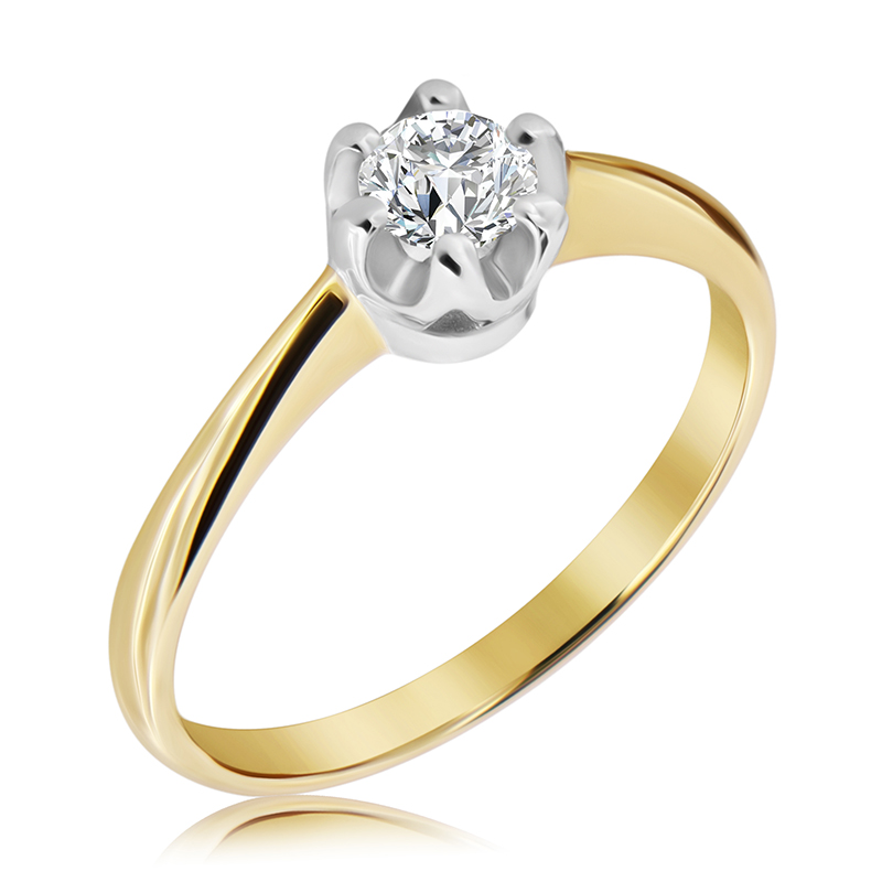 Pierścionek zaręczynowy dwukolorowy z brylantem 0.26 ct - WB-12-40