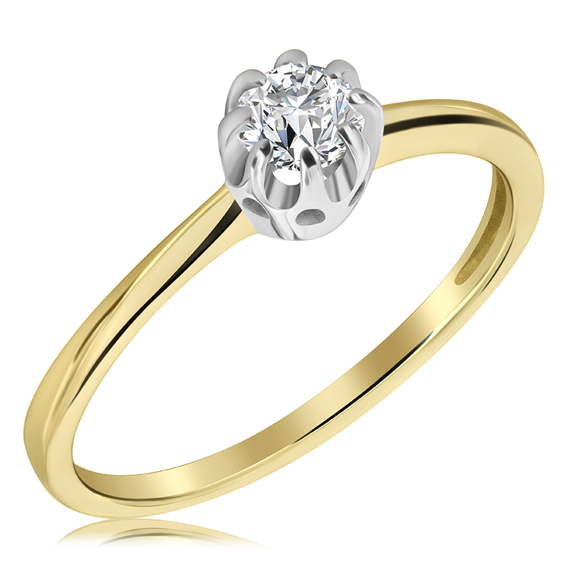 Pierścionek zaręczynowy dwukolorowy z brylantem 0.26 ct - WB-16-40