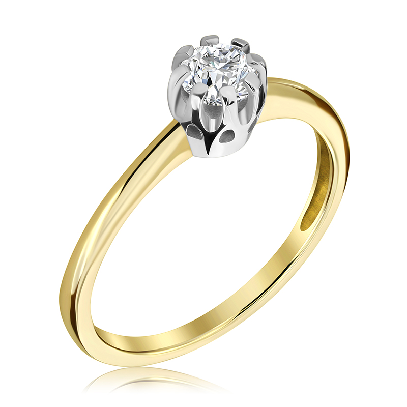 Pierścionek zaręczynowy dwukolorowy z brylantem 0.33 ct - WB-16-45