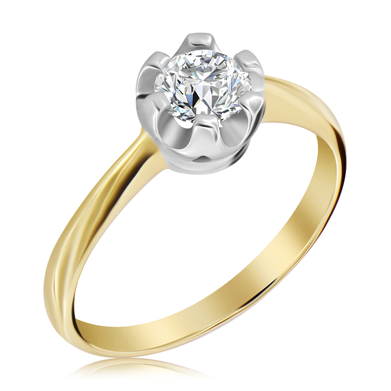 Pierścionek zaręczynowy dwukolorowy z brylantem 0.48 ct - WB-12-50