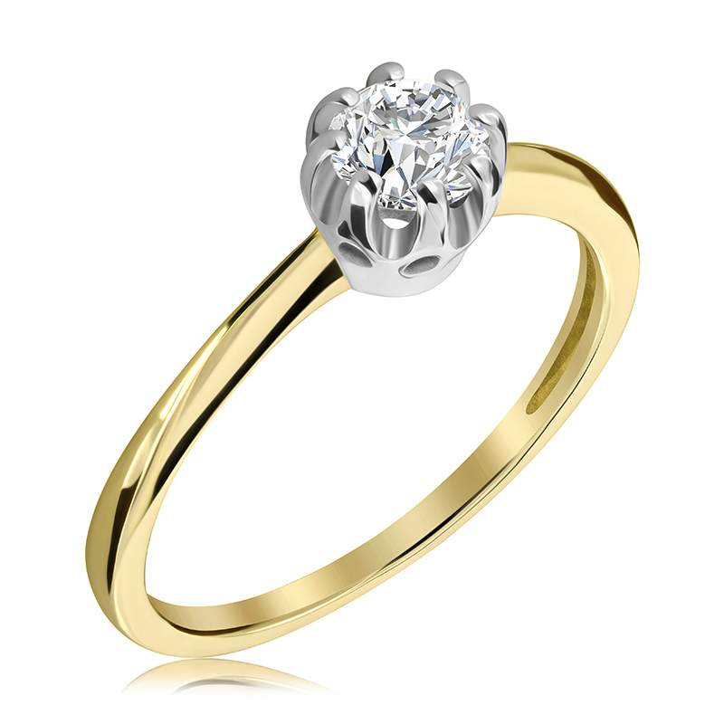 Pierścionek zaręczynowy dwukolorowy z brylantem 0.48 ct - WB-16-50