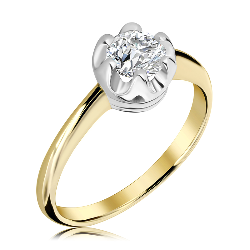 Pierścionek zaręczynowy dwukolorowy z brylantem 0.7 ct - WB-12-55