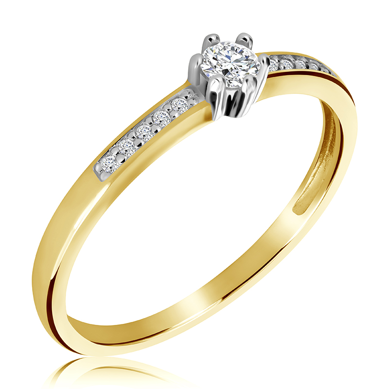 Pierścionek zaręczynowy dwukolorowy z brylantami 0.15 ct - WB-13-30