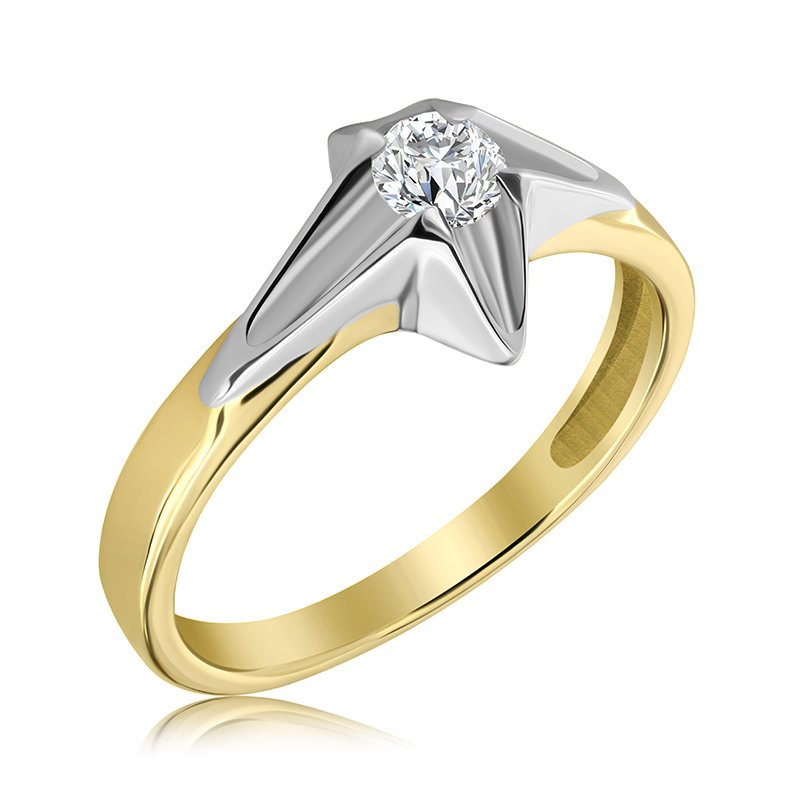 Pierścionek zaręczynowy dwukolorowy z brylantem 0.26 ct - WB-17-40