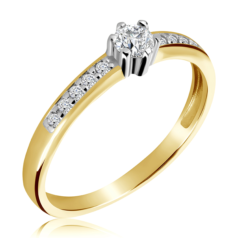 Pierścionek zaręczynowy dwukolorowy z brylantami 0.26 ct - WB-13-35