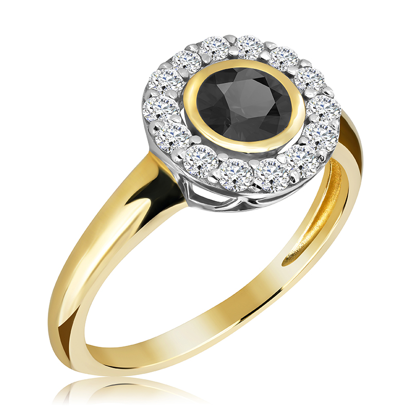 Pierścionek zaręczynowy z czarnym brylantem 1.08 ct - WK-9-CZ