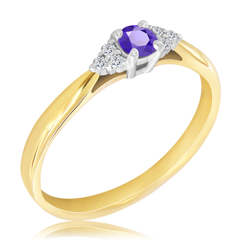 Pierścionek zaręczynowy dwukolorowy z tanzanitem 0.24 ct - WK-11