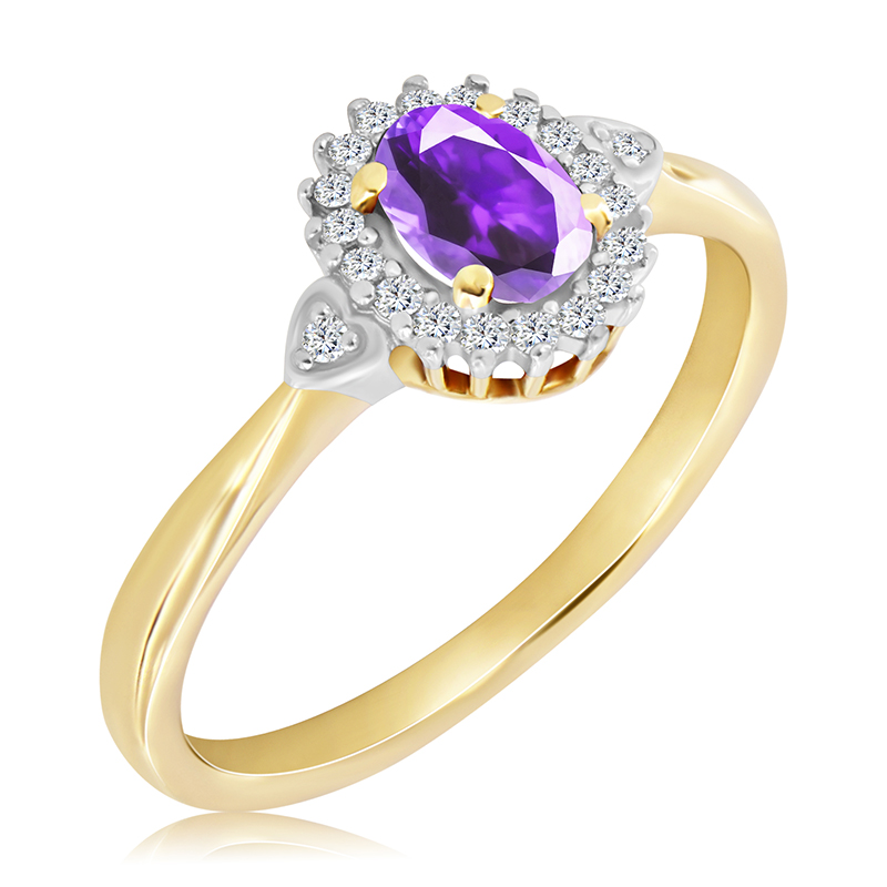 Pierścionek zaręczynowy dwukolorowy z ametystem 0.48 ct - WK-13