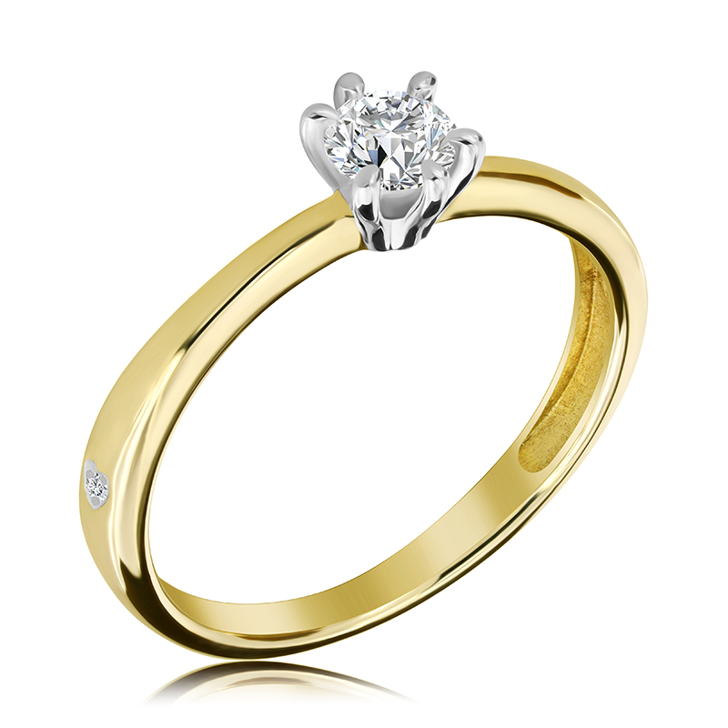 Pierścionek zaręczynowy dwukolorowy z sercami i brylantami 0.27 ct - WB-22-40
