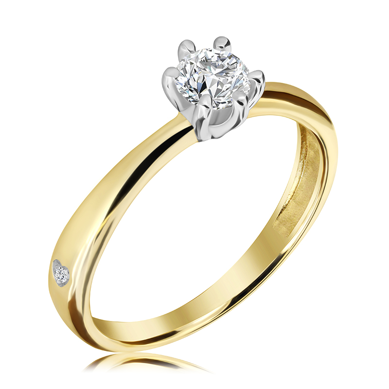 Pierścionek zaręczynowy dwukolorowy z sercami i brylantami 0.35 ct - WB-22-45