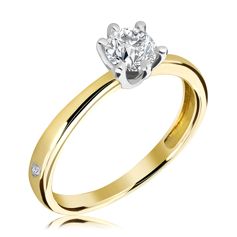 Pierścionek zaręczynowy dwukolorowy z sercami i brylantami 0.50 ct - WB-22-50