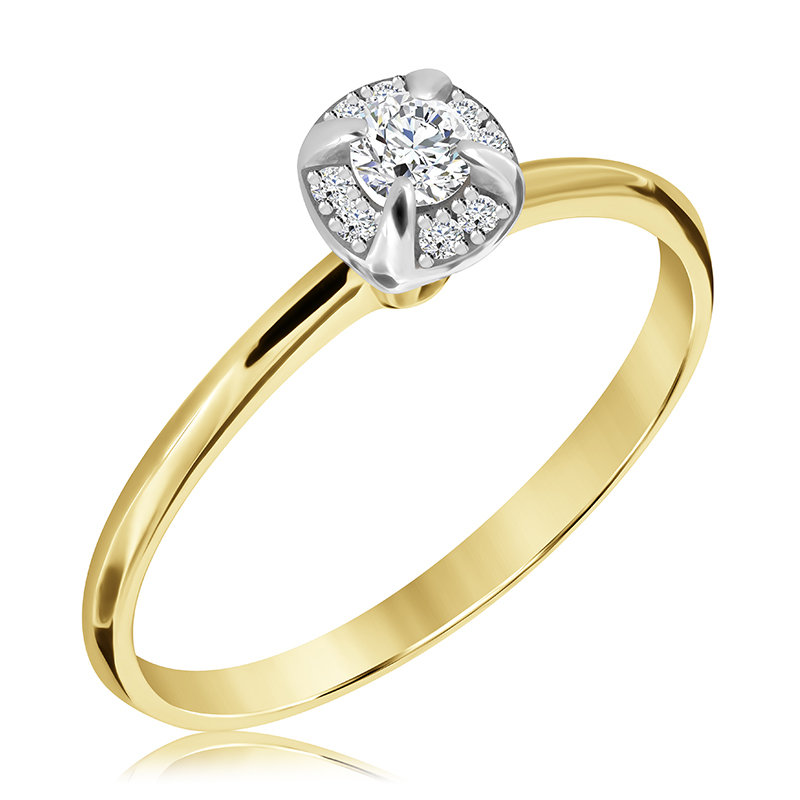 Pierścionek zaręczynowy dwukolorowy z brylantami 0.14 ct - WB-24-30