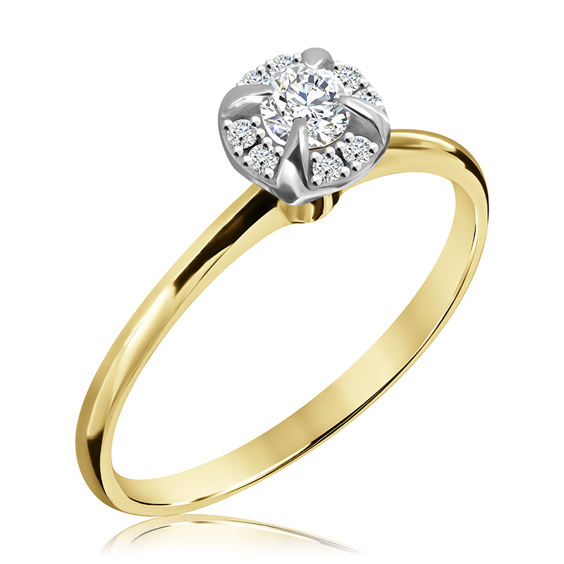 Pierścionek zaręczynowy dwukolorowy z brylantami 0.23 ct - WB-24-35