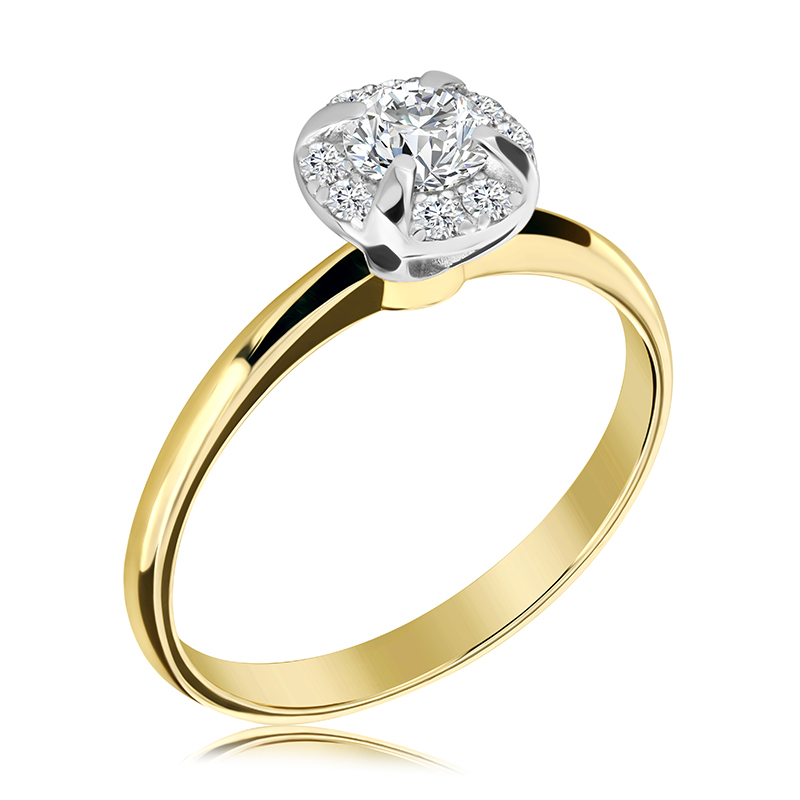 Pierścionek zaręczynowy dwukolorowy z brylantami 0.37 ct - WB-24-40