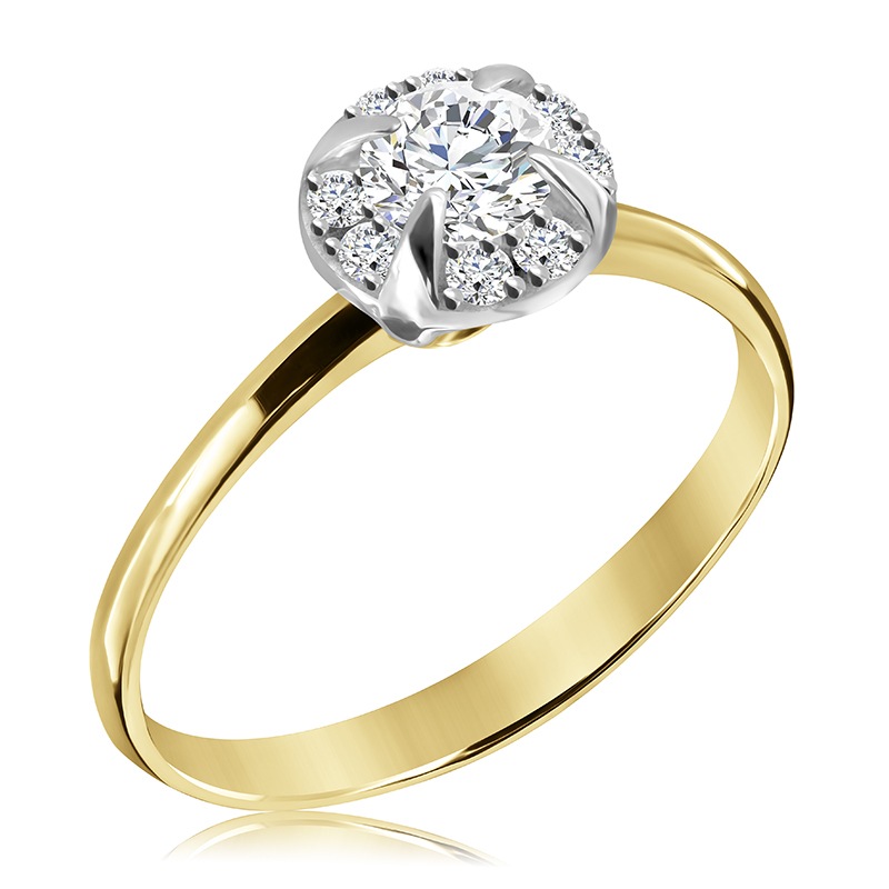 Pierścionek zaręczynowy dwukolorowy z brylantami 0.44 ct - WB-24-45