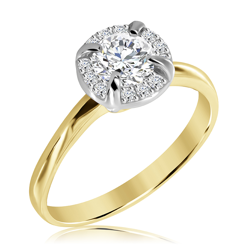 Pierścionek zaręczynowy dwukolorowy z brylantami 0.55 ct - WB-24-50
