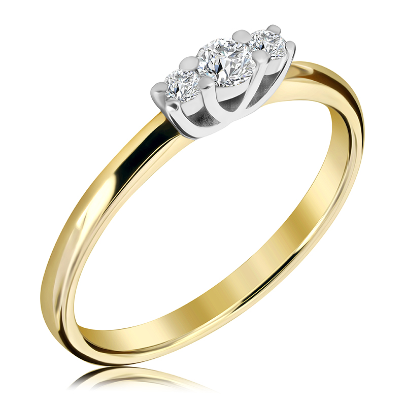 Pierścionek zaręczynowy dwukolorowy z brylantami 0.17 ct - WB-25-30