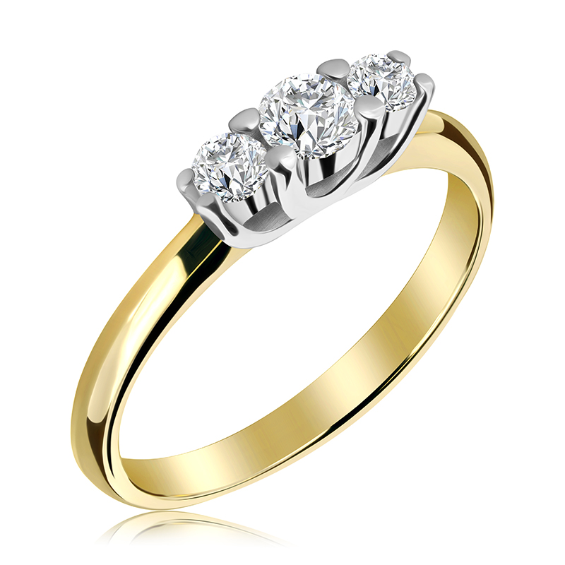 Pierścionek zaręczynowy dwukolorowy z brylantami 0.30 ct - WB-25-35