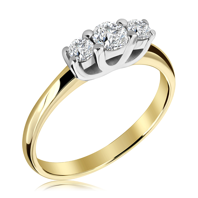 Pierścionek zaręczynowy dwukolorowy z brylantami 0.45 ct - WB-25-40
