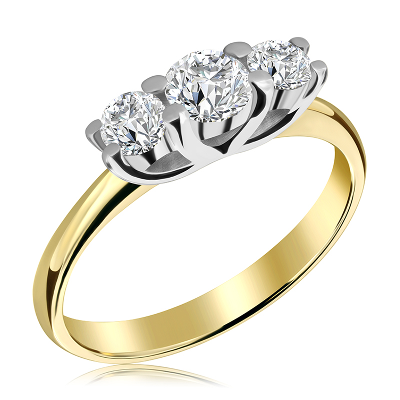 Pierścionek zaręczynowy dwukolorowy z brylantami 0.67 ct - WB-25-45