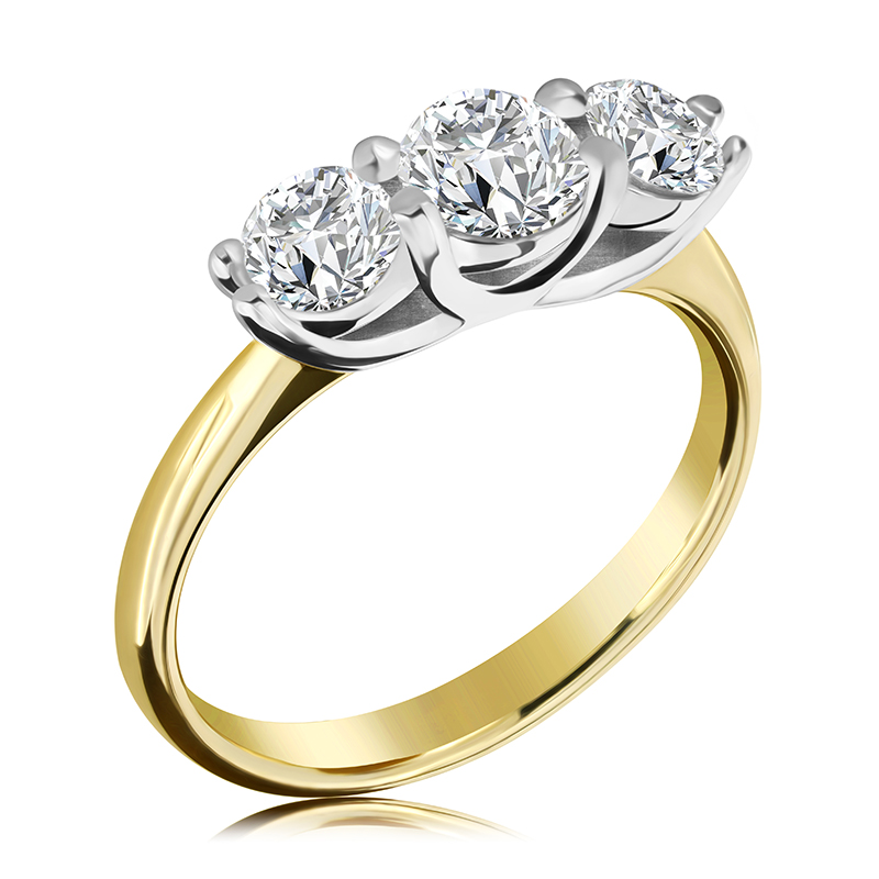 Pierścionek zaręczynowy dwukolorowy z brylantami 1.36 ct - WB-25-55