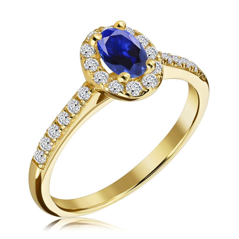 Pierścionek zaręczynowy z szafirem i brylantami 0.83 ct - WB-6-SZ