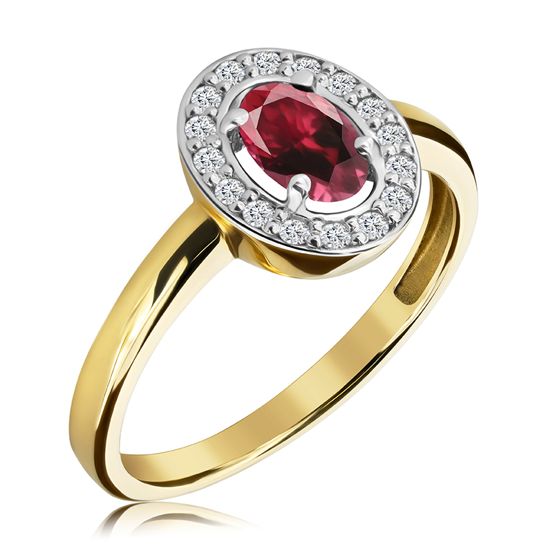 Pierścionek zaręczynowy z rubinem i brylantami 0.64 ct - WK-1-RU