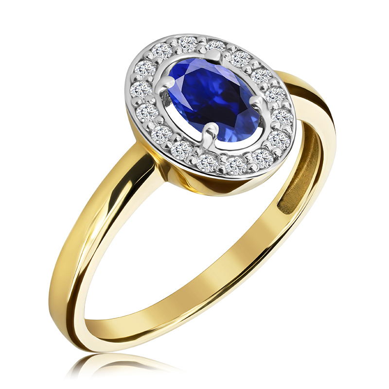 Pierścionek zaręczynowy z szafirem i brylantami 0.67 ct - WK-1-SZ
