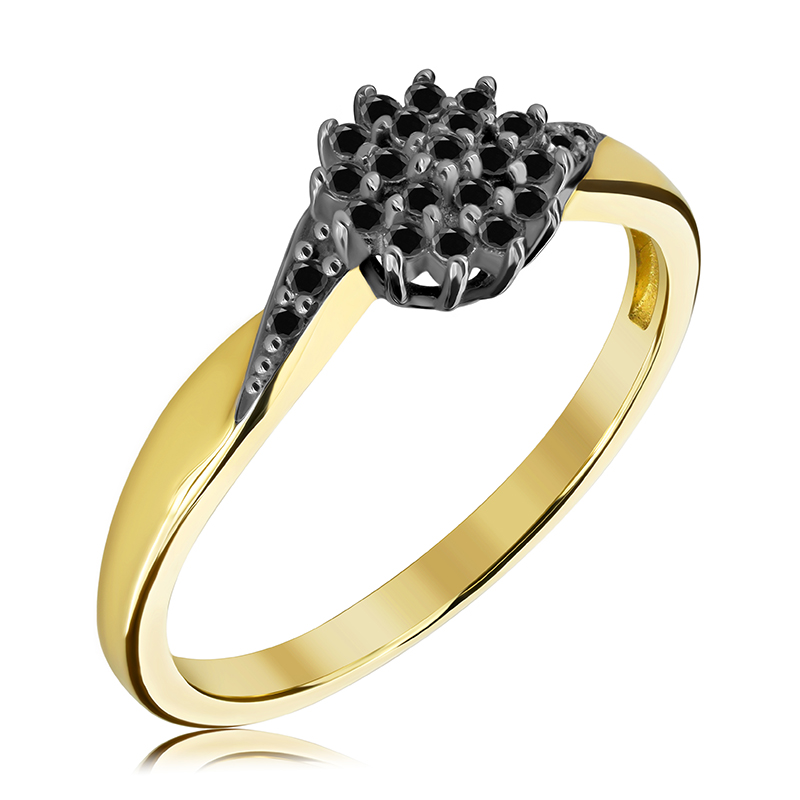 Pierścionek zaręczynowy z czarnymi brylantami 0.16 ct - WK-2