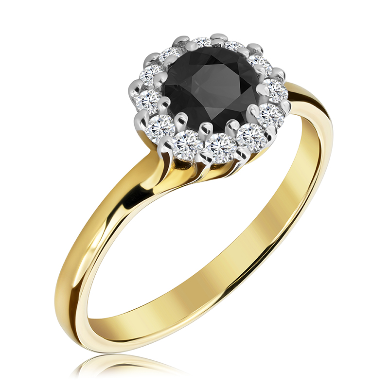 Pierścionek zaręczynowy z czarnym brylantem 0.84 ct - WK-3-CZ