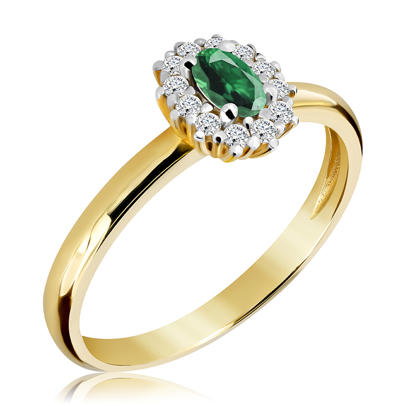 Pierścionek zaręczynowy ze szmaragdem 0.32 ct - WK-6-SZM