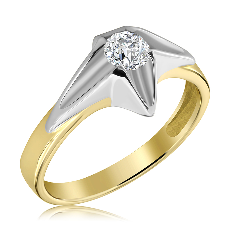 Pierścionek zaręczynowy dwukolorowy z brylantem 0.33 ct - WB-17-45
