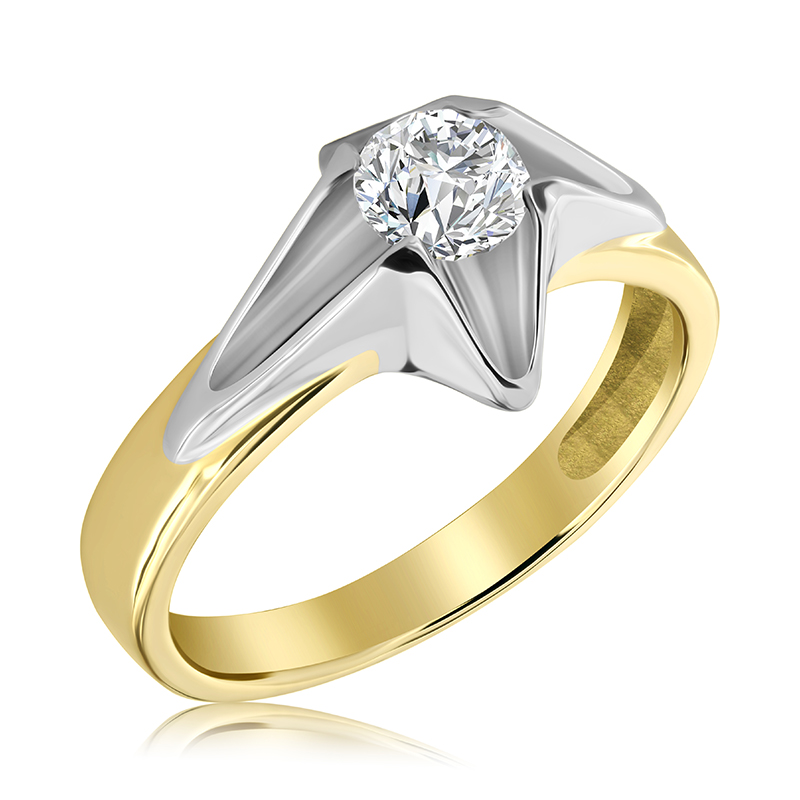 Pierścionek zaręczynowy dwukolorowy z brylantem 0.48 ct - WB-17-50