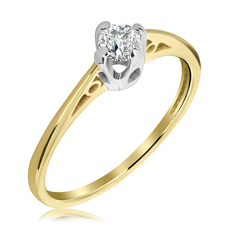 Pierścionek zaręczynowy dwukolorowy z brylantem 0.26 ct - WB-18-40